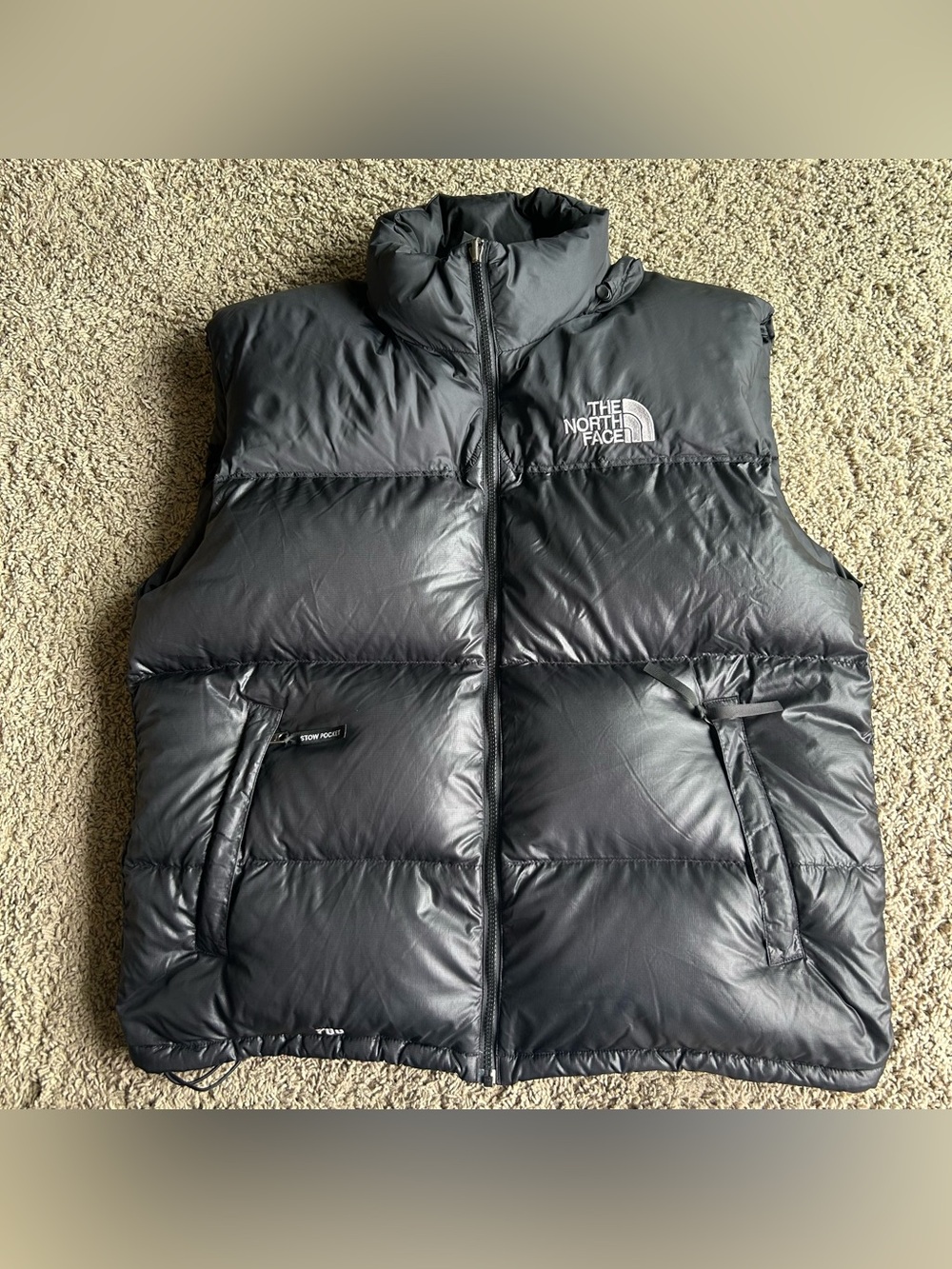 The North Face 1996 Nuptse Retro 700 Down Puffer Hooded Vest Mens XL Black Y2K